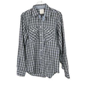 Billy Reid Plaid Button Front Shirt Chest Pockets Size Medium Fit 2 GUC A1514